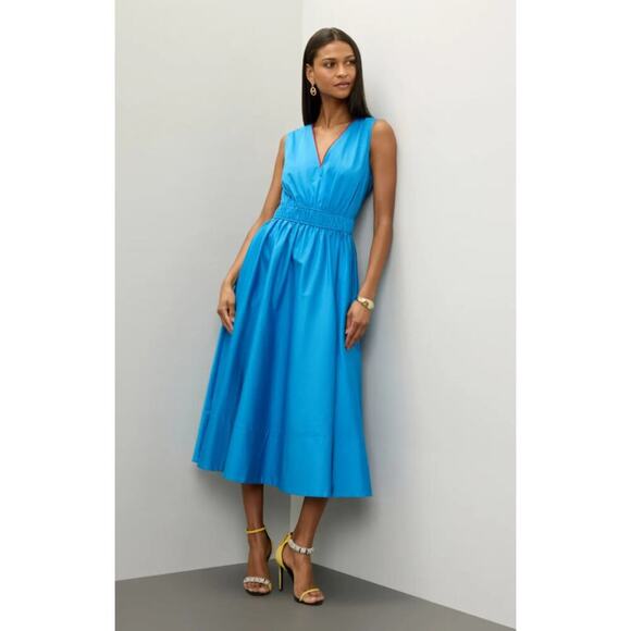 Roksanda x RTR Blue Twill Midi Dress - Picture 3 of 12